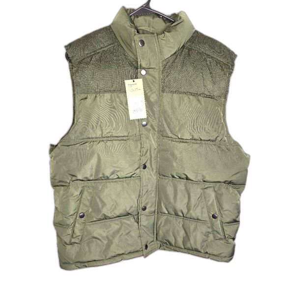 Men's Olive Green Puffer Vest Large NEW - Picture 1 of 7